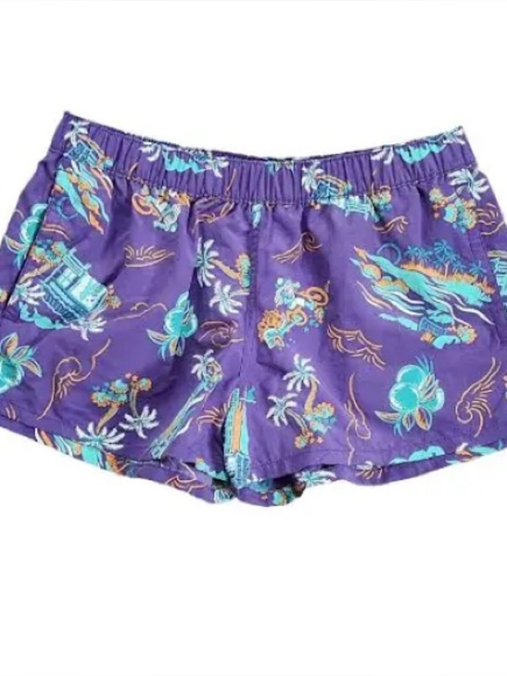 Patagonia Barely Baggies Shorts Women Size M Purple Taco Tropical Nylon Pockets